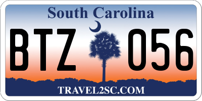 SC license plate BTZ056