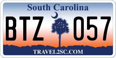 SC license plate BTZ057