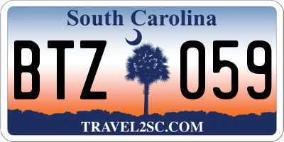 SC license plate BTZ059