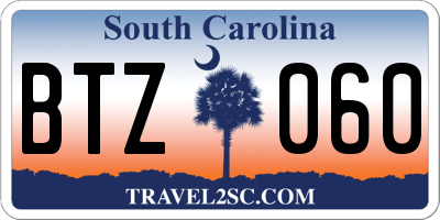 SC license plate BTZ060