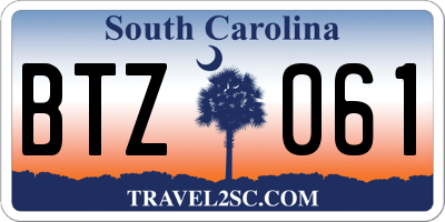 SC license plate BTZ061