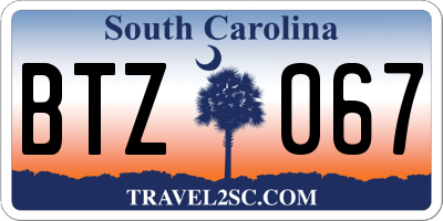 SC license plate BTZ067