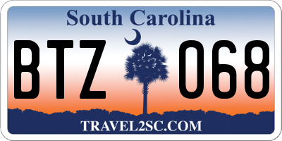 SC license plate BTZ068