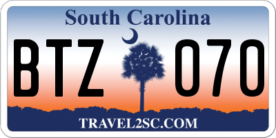 SC license plate BTZ070