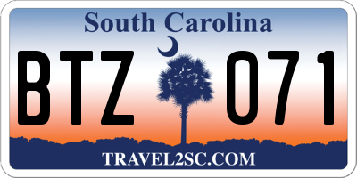 SC license plate BTZ071