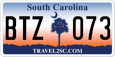 SC license plate BTZ073