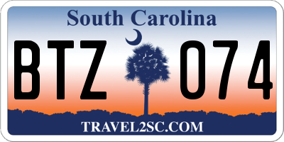 SC license plate BTZ074