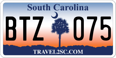 SC license plate BTZ075