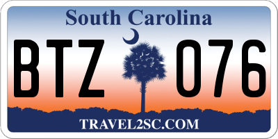 SC license plate BTZ076