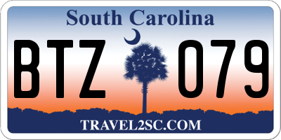SC license plate BTZ079