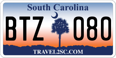SC license plate BTZ080