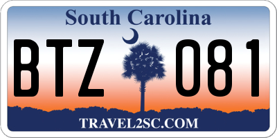 SC license plate BTZ081