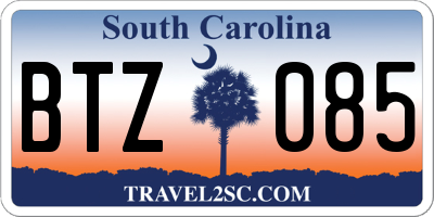 SC license plate BTZ085
