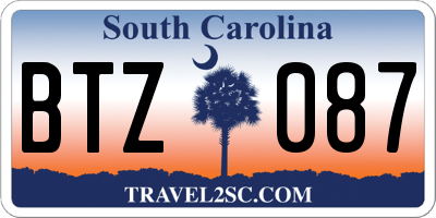 SC license plate BTZ087