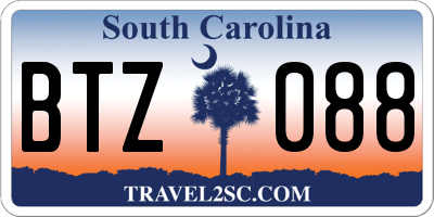 SC license plate BTZ088