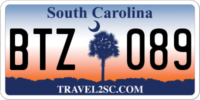 SC license plate BTZ089
