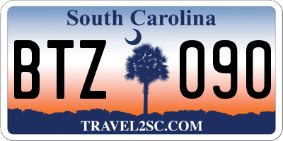SC license plate BTZ090