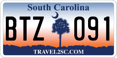 SC license plate BTZ091
