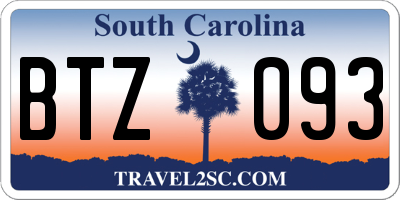 SC license plate BTZ093