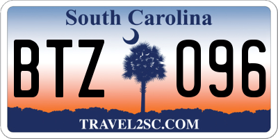 SC license plate BTZ096