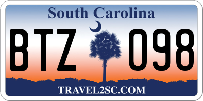 SC license plate BTZ098