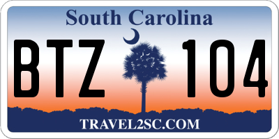 SC license plate BTZ104