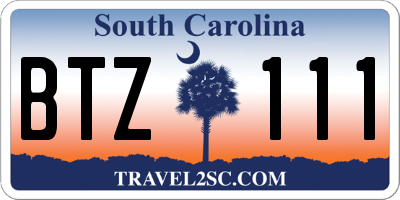SC license plate BTZ111