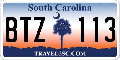 SC license plate BTZ113