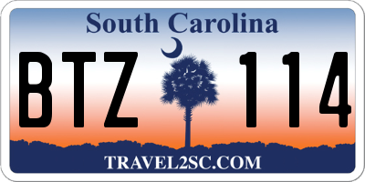 SC license plate BTZ114