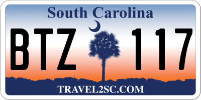SC license plate BTZ117