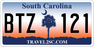 SC license plate BTZ121
