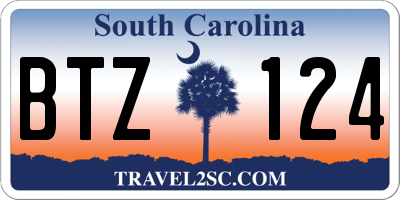 SC license plate BTZ124
