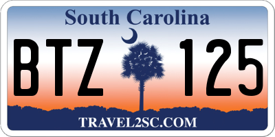 SC license plate BTZ125