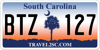 SC license plate BTZ127