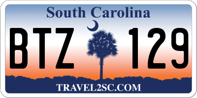 SC license plate BTZ129
