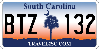 SC license plate BTZ132