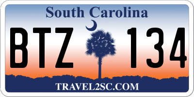 SC license plate BTZ134