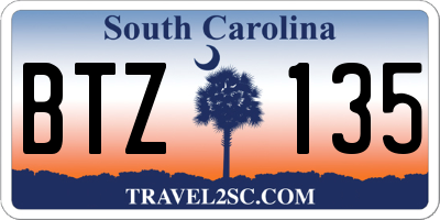 SC license plate BTZ135