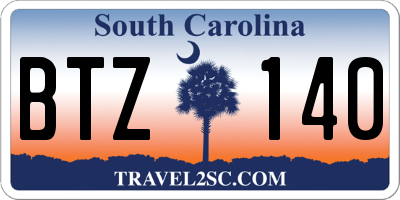 SC license plate BTZ140
