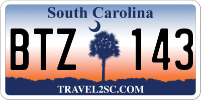 SC license plate BTZ143