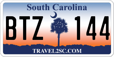 SC license plate BTZ144