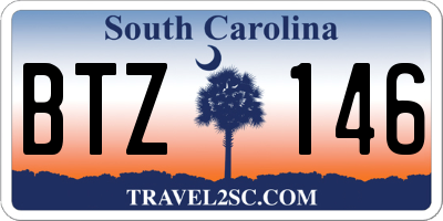 SC license plate BTZ146