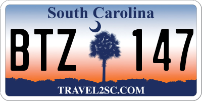 SC license plate BTZ147