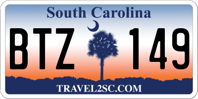 SC license plate BTZ149