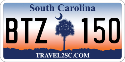 SC license plate BTZ150
