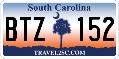 SC license plate BTZ152