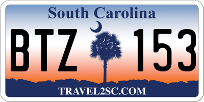 SC license plate BTZ153