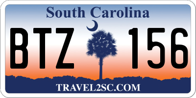 SC license plate BTZ156