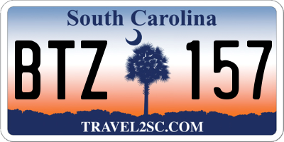 SC license plate BTZ157