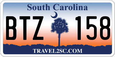 SC license plate BTZ158